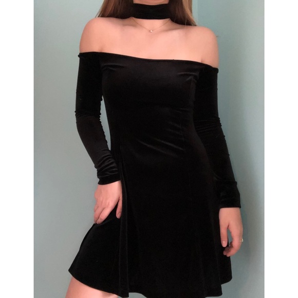 Aqua Velour Choker Dress ⭐️ - Picture 1 of 3